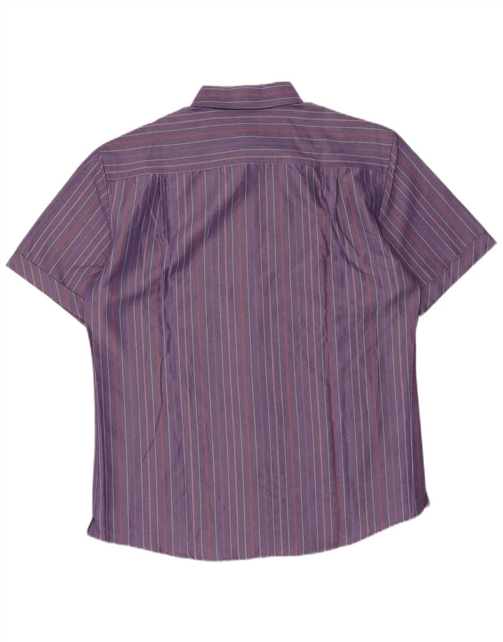 Marks & Spencer Mens Blue Harbour Shirt Medium Purple Pinstripe