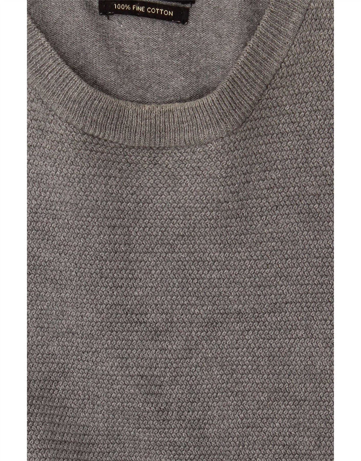Zara Mens Crew Neck Jumper Sweater Medium Grey Cotton