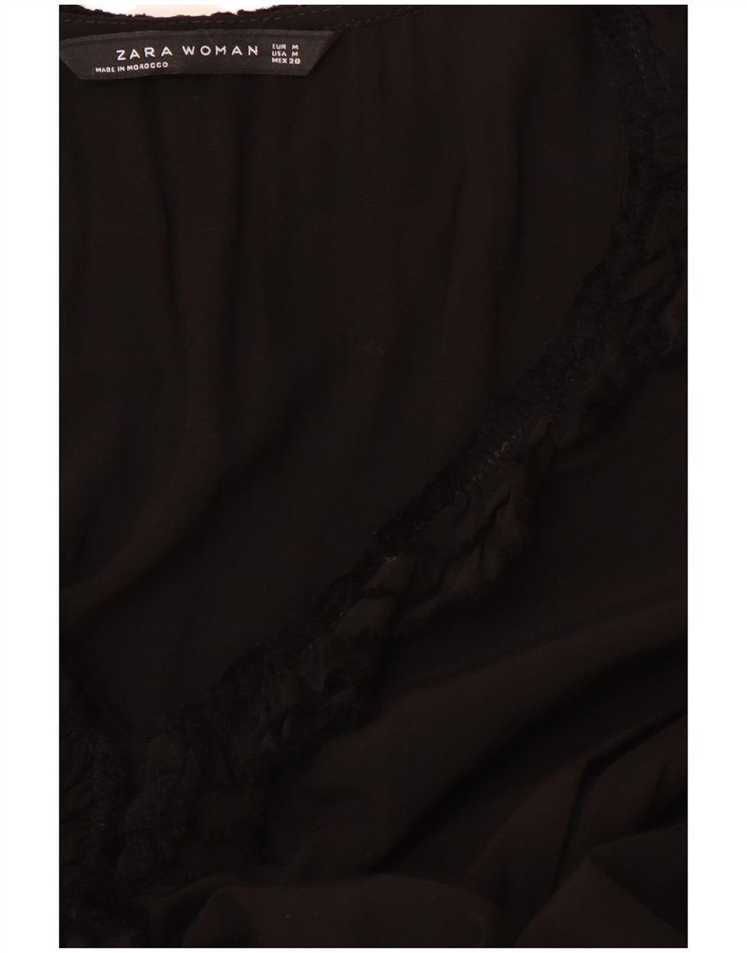 ZARA Womens Ruffle Front Long Sleeve A-Line Dress UK 12 Medium Black