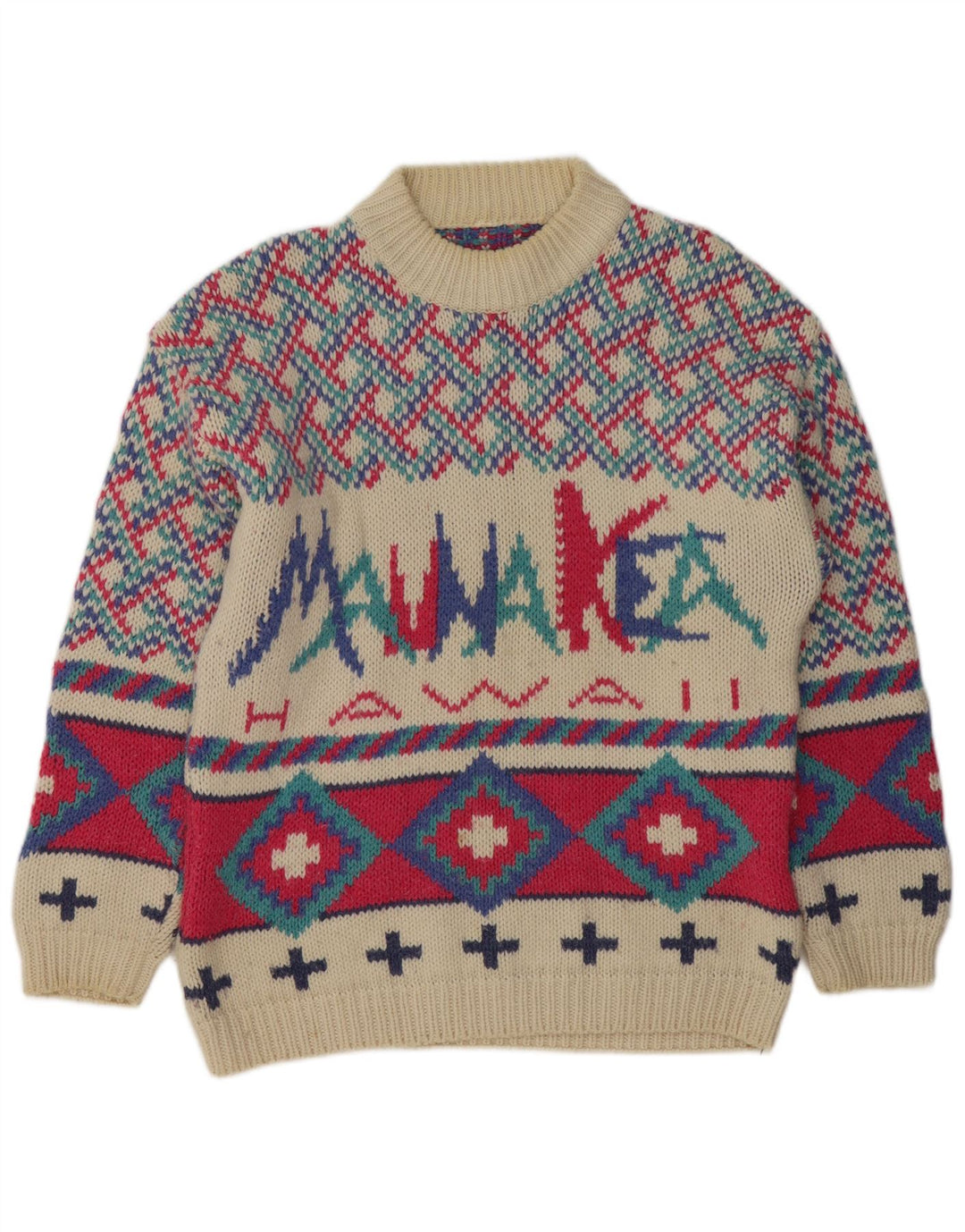 Mauna Kea Mens Crew Neck Jumper Sweater Medium Multicoloured Geometric