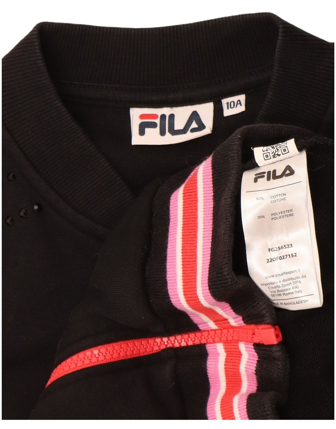 FILA Girls Tracksuit Top Jacket 9-10 Years Black Cotton