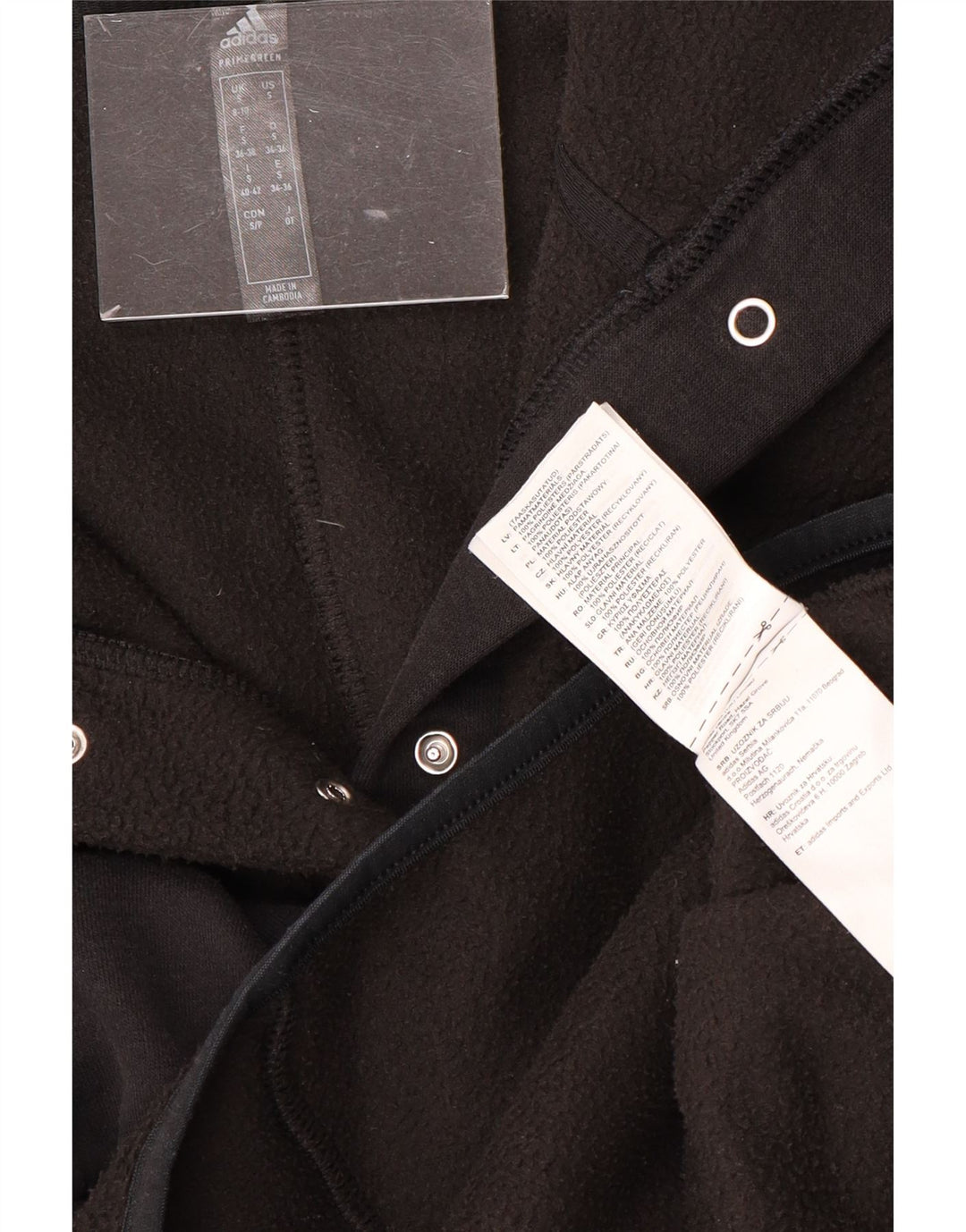 ADIDAS Womens Oversized Hooded Fleece Jumper UK 8/10 Small Black Polyester