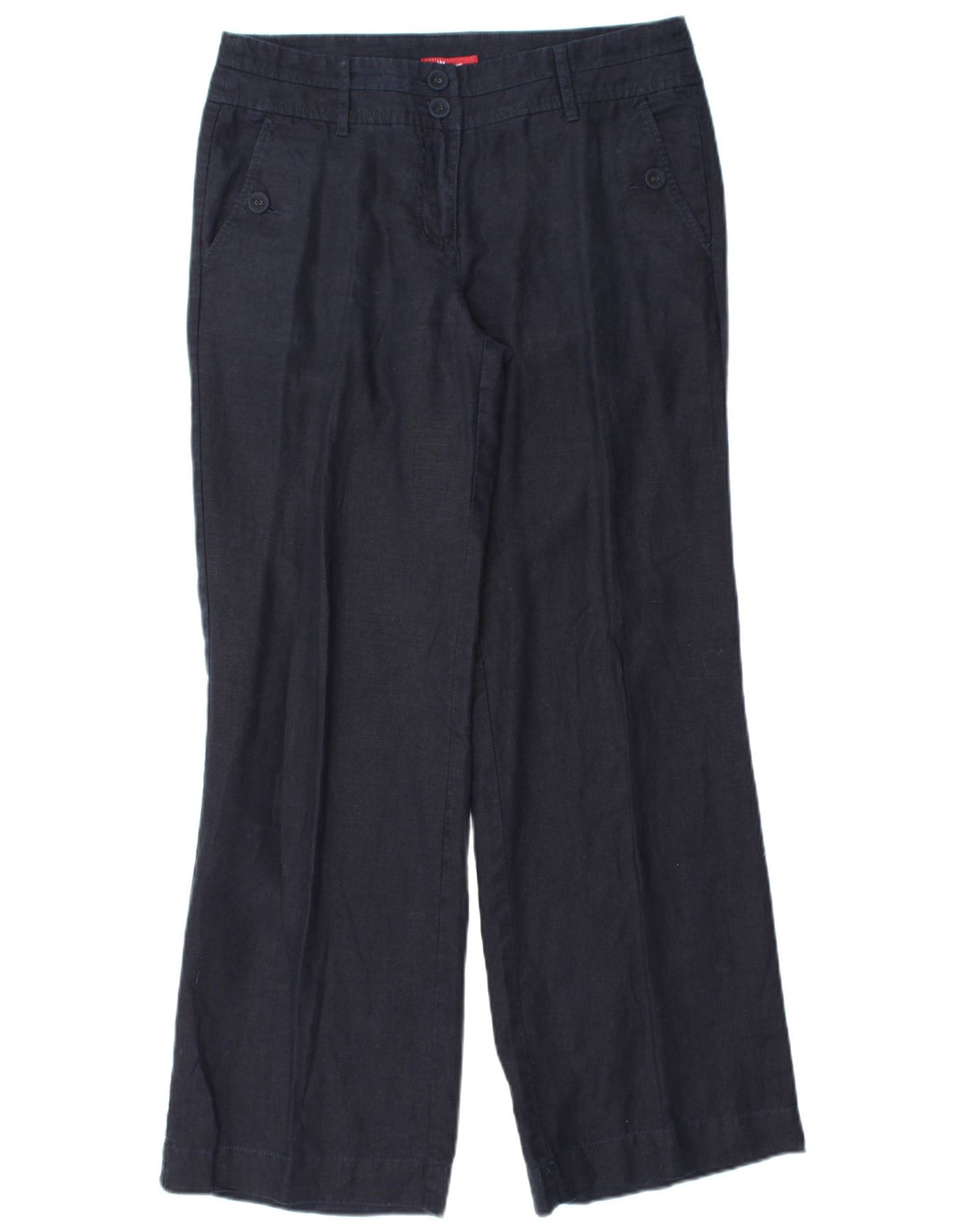 MONSOON Womens Wide Leg Chino Trousers UK 10 Small W32 L31 Navy Blue Linen