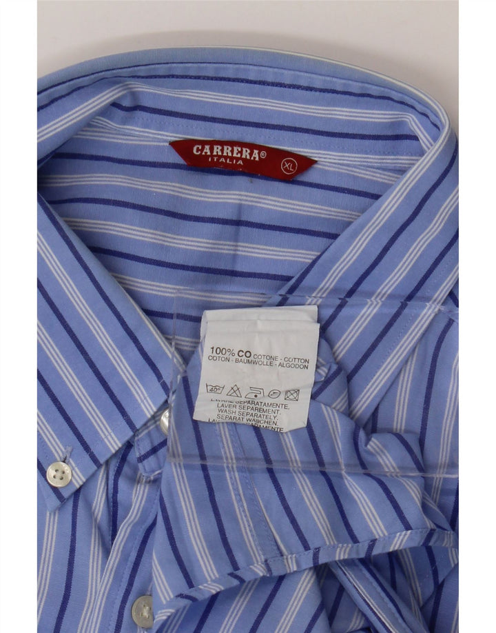 CARRERA Mens Shirt XL Blue Pinstripe Cotton