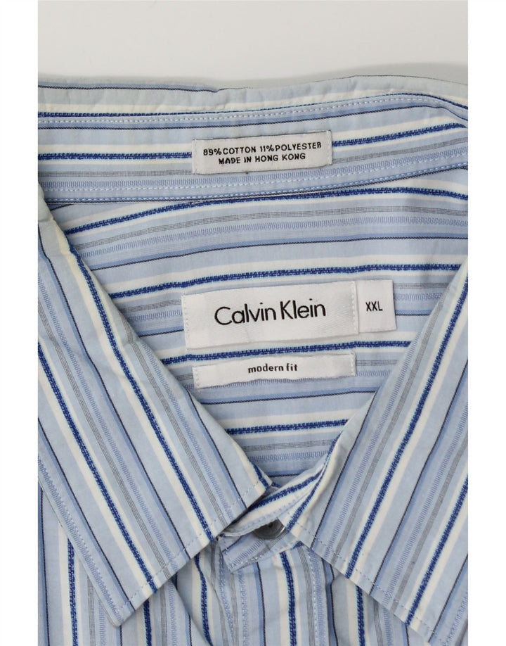 CALVIN KLEIN Mens Modern Fit Shirt 2XL Blue Striped Cotton