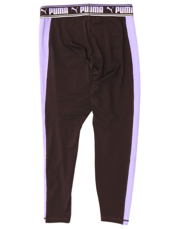 Puma Womens Graphic Leggings UK 16 Large Black Colourblock Polyester