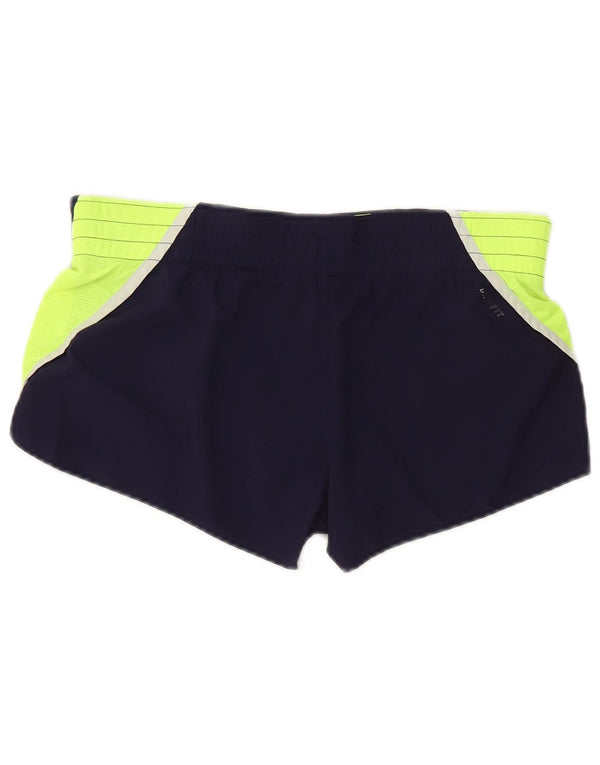 Nike Womens Regular Sport Shorts UK 14 medium Navy Blue Colourblock Sports