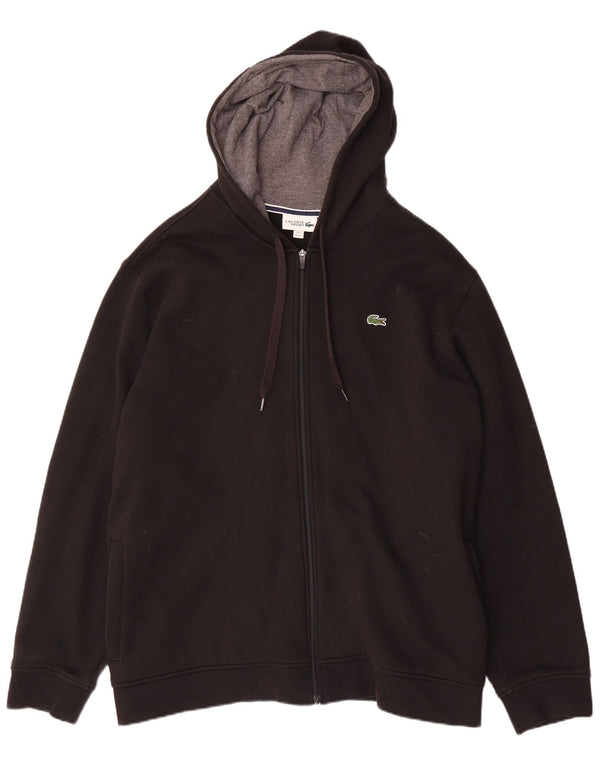 Lacoste Mens Zip Hoodie Sweater Size 9 4XL Black Cotton