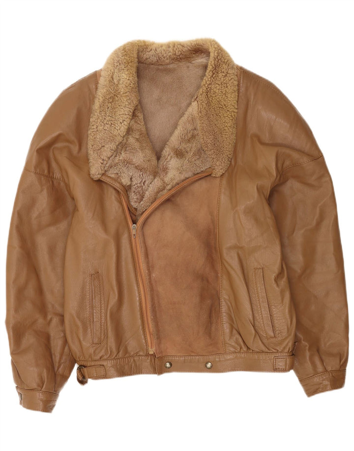 Vintage Mens Shearling Jacket IT 50 Large Beige