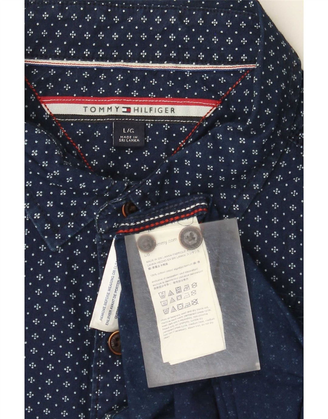 Tommy Hilfiger Mens Abstract Pattern Shirt Large Navy Blue Cotton