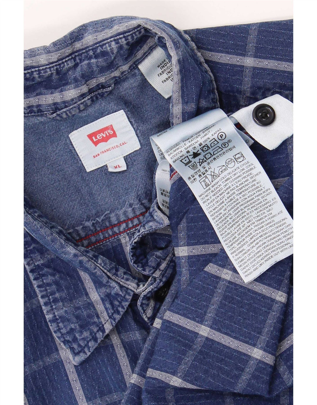 Levi's Mens Shirt XL Blue Check Cotton