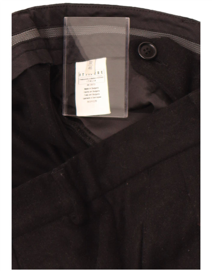 Pierre Balmain Mens Straight Suit Trousers W32 L27 Black Classic