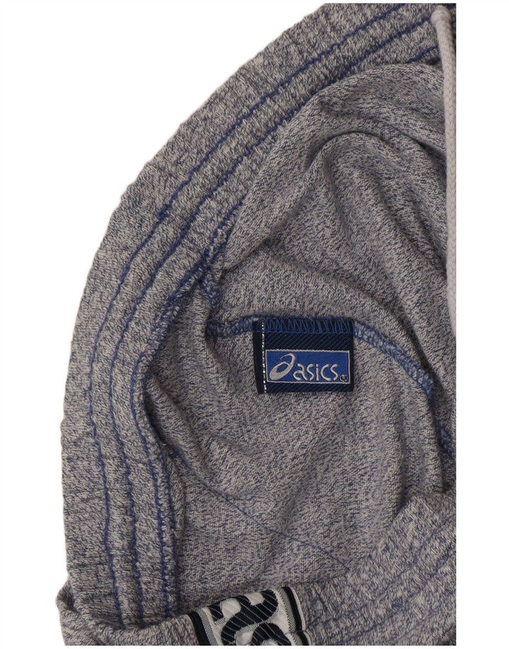 ASICS Mens Graphic Tracksuit Trousers Medium Navy Blue Flecked Cotton