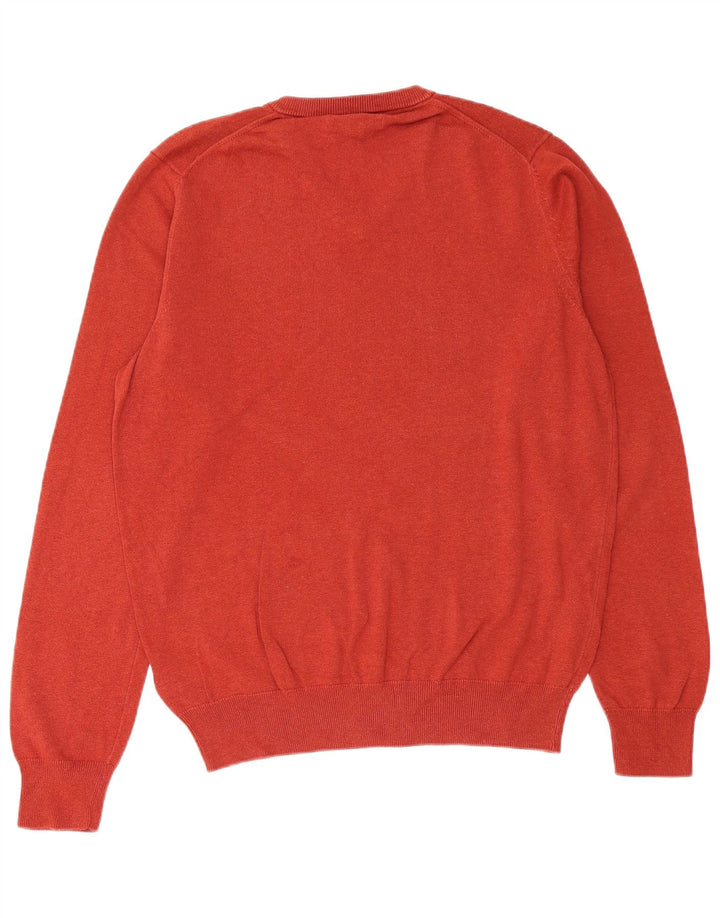 MARKS & SPENCER Mens V-Neck Jumper Sweater Medium Red Cotton