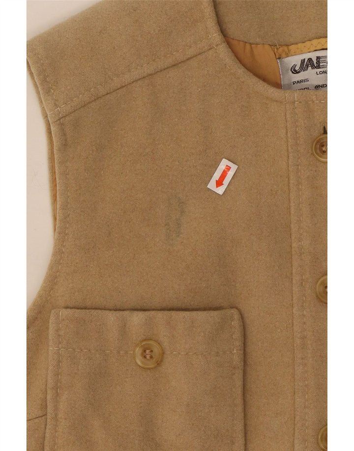 JAEGER Womens Utility Gilet UK 10 Small Beige Wool