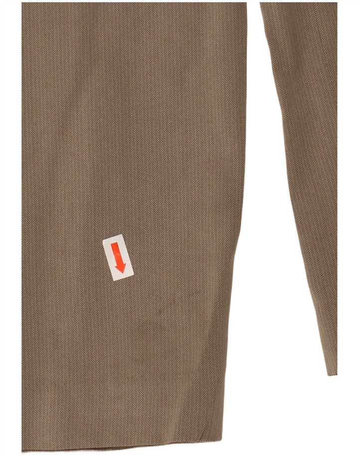 IZOD Mens Straight Chino Trousers W38 L32 Beige Herringbone Polyester