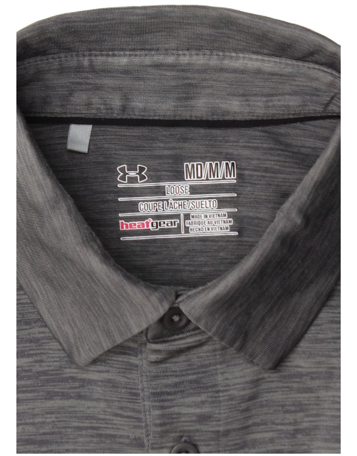 UNDER ARMOUR Mens Heat Gear Polo Shirt Medium Grey Striped