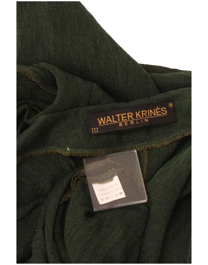 VINTAGE Womens Crop Cardigan Top UK 16 Large Green Cotton