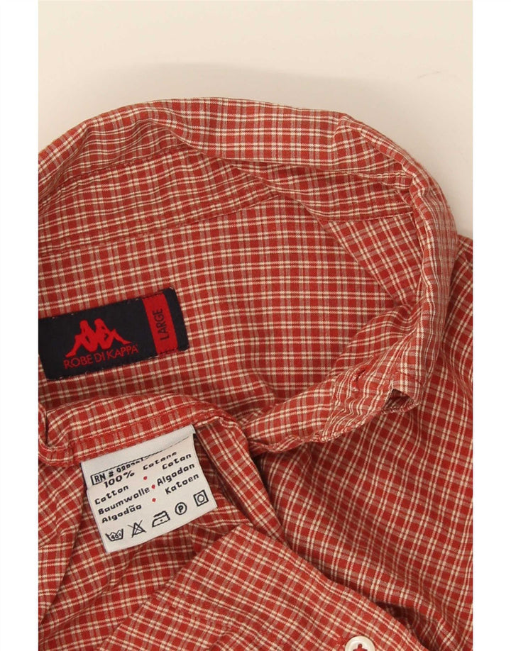 Kappa Mens Shirt Large Red Gingham Cotton