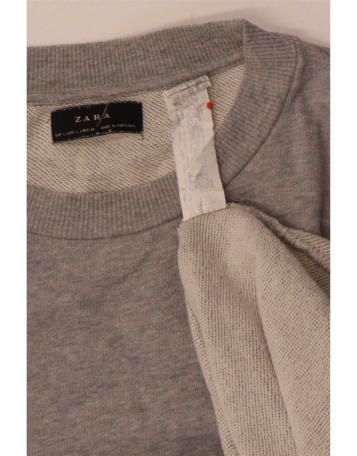Zara Mens Sweatshirt Jumper Large Grey Flecked Cotton