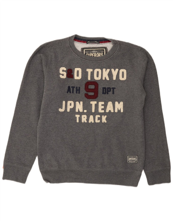 Superdry Mens Graphic Sweatshirt Jumper Large Grey Cotton