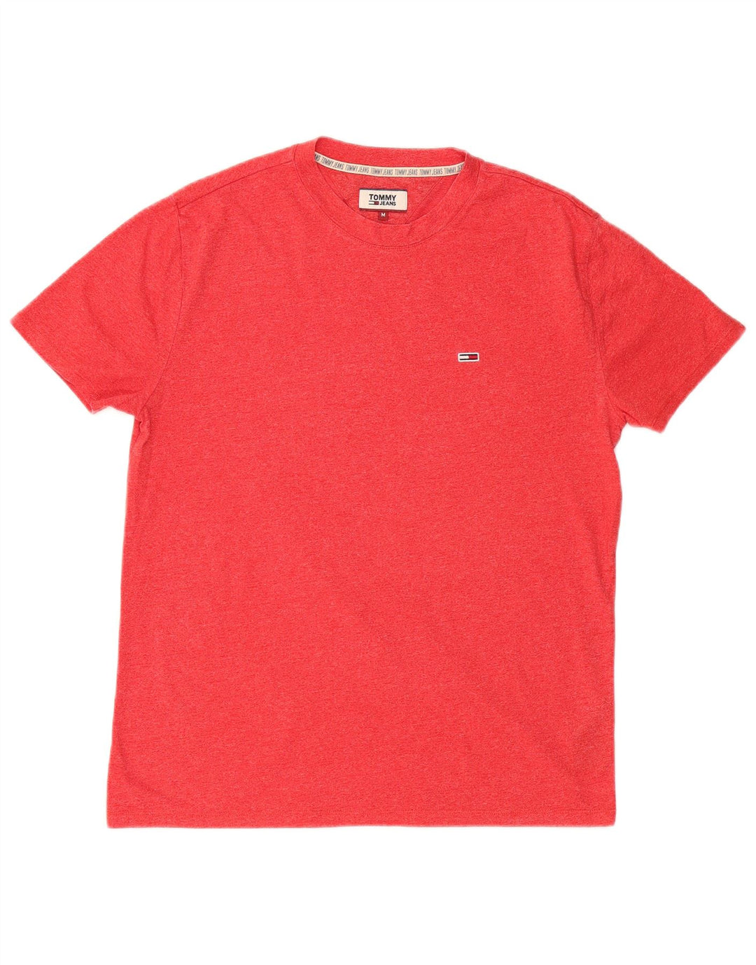TOMMY HILFIGER Mens T-Shirt Top Medium Red Flecked Cotton