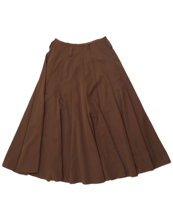 VINTAGE Womens High Waist Pleated A-Line Skirt UK 12 Medium W28 Brown