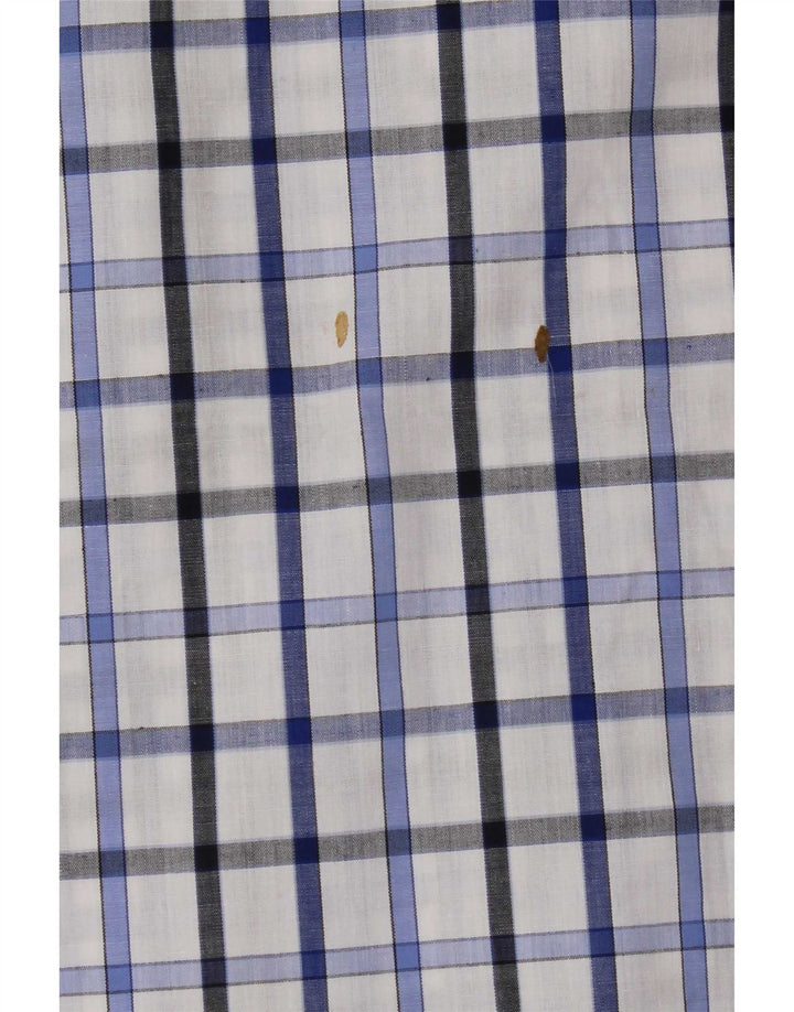 Pierre Cardin Mens Short Sleeve Shirt Small Blue Check Polyester
