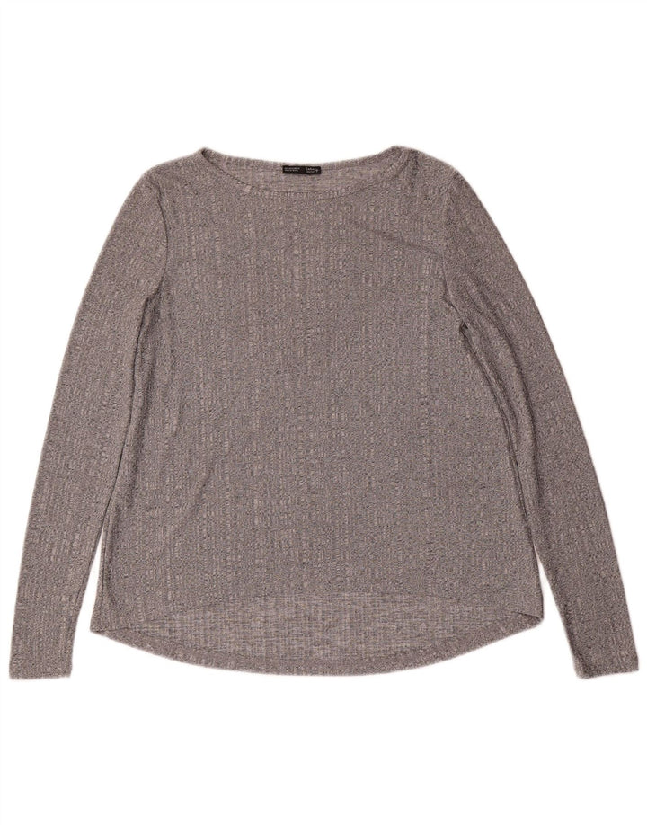 Zara Womens Top Long Sleeve UK 10 Small Grey Flecked