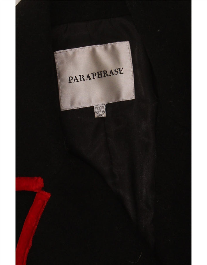 PARAPHRASE Womens 1 Button Blazer Jacket UK 10 Small Black Colourblock Vintage Paraphrase and Second-Hand Paraphrase from Messina Hembry 