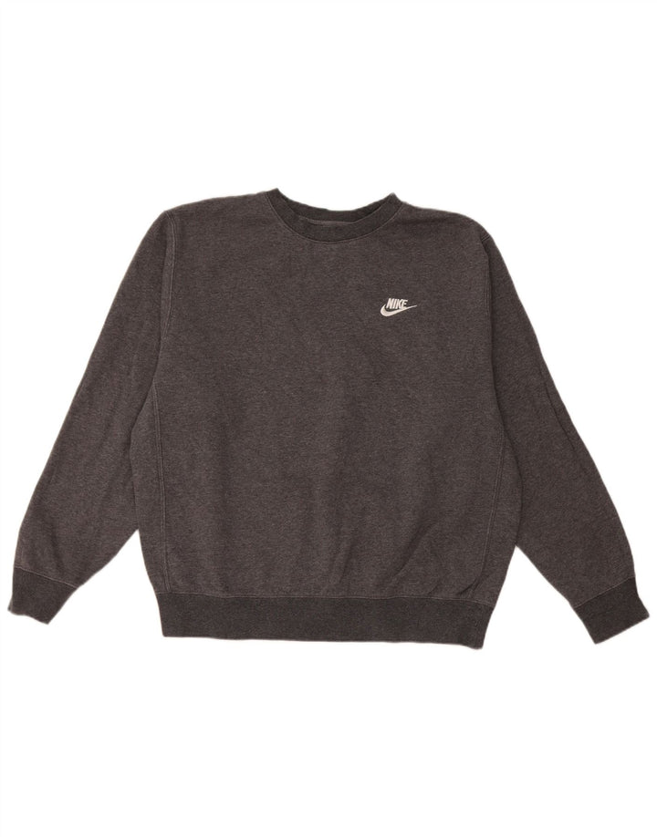 Nike Womens Oversized Sweatshirt Jumper UK 14 Medium Grey Cotton