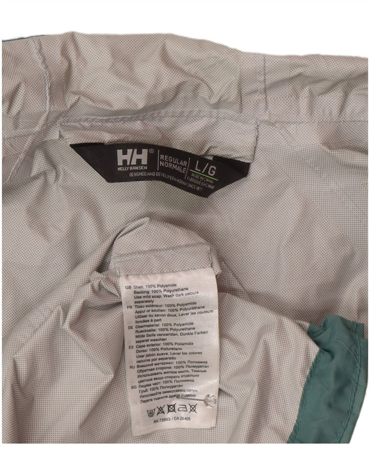 Helly Hansen Womens Hooded Rain Jacket UK 16 Large Green Polyamide
