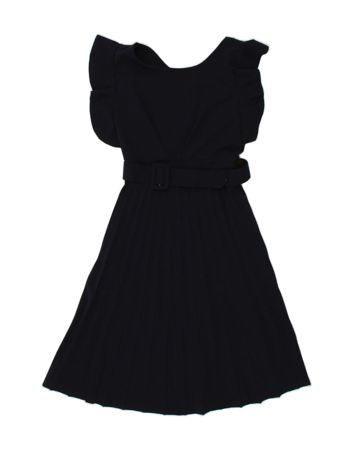 VINTAGE Womens A-Line Dress UK 12 Medium Navy Blue Polyester Vintage Vintage and Second-Hand Vintage from Messina Hembry 