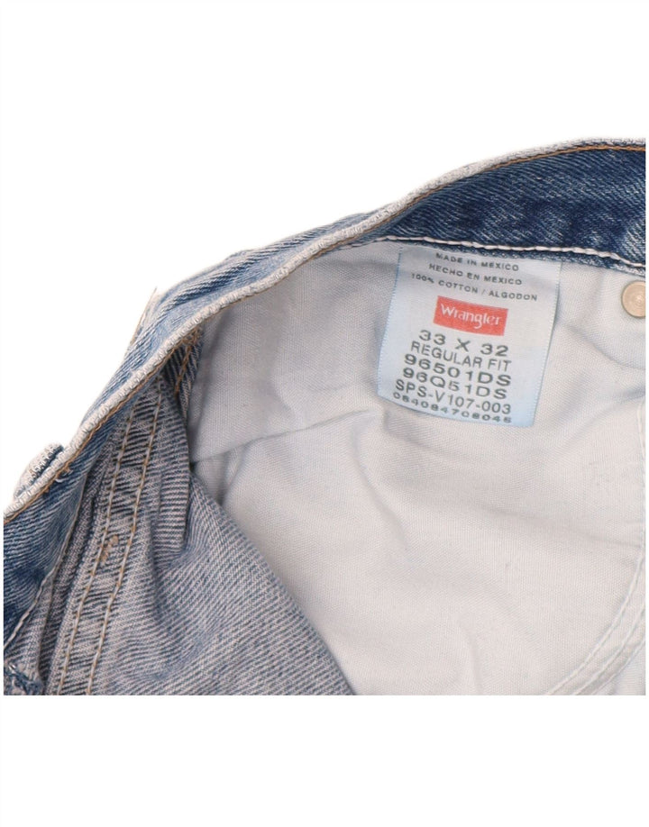 WRANGLER Mens Regular Fit Straight Jeans W33 L32 Blue Cotton