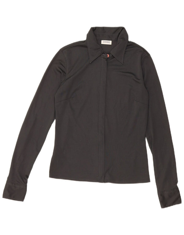 STEFANEL Womens Shirt Blouse UK 10 Small Black Polyester
