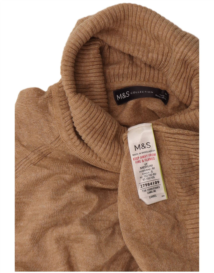 Marks & Spencer Womens Roll Neck Jumper Sweater UK 14 Medium Beige Acrylic