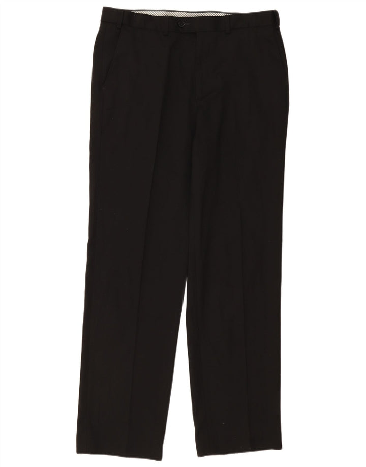 Marks & Spencer Mens Straight Suit Trousers W34 L33 Black Polyester