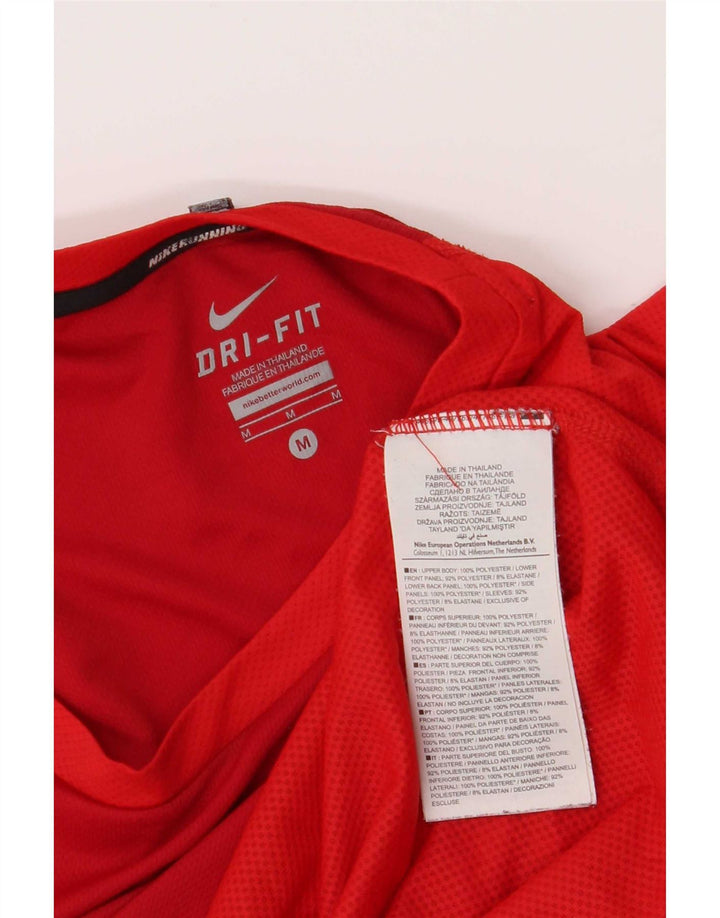 Nike Mens Dri Fit T-Shirt Top Medium Red Colourblock Polyester