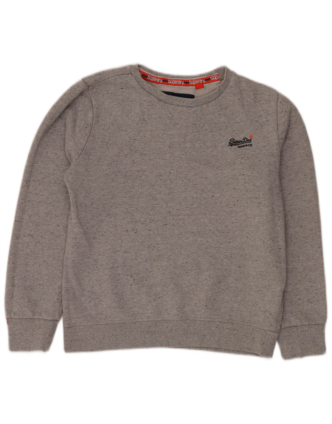 SUPERDRY Womens Sweatshirt Jumper UK 16 Large Grey Flecked Cotton