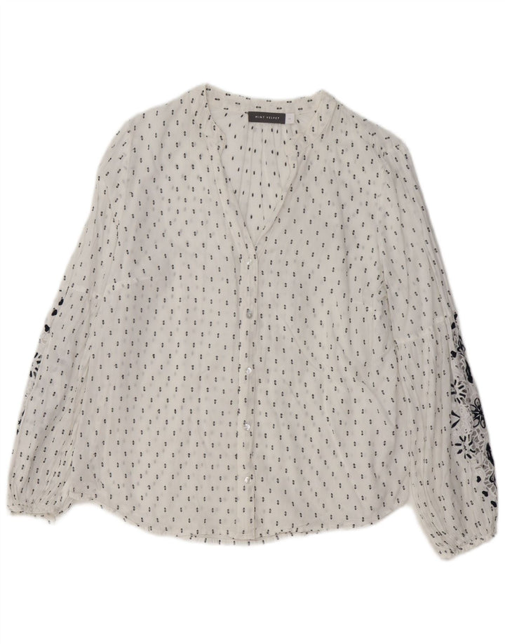 MINT VELVET Womens Graphic Shirt Blouse UK 14 Large White Floral Cotton