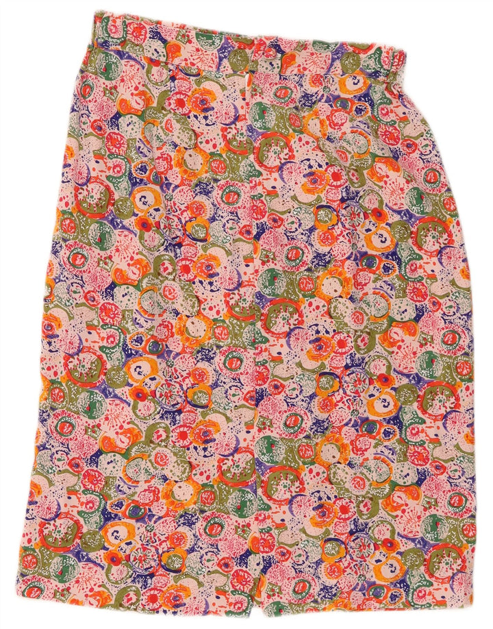 Vintage Womens Straight Skirt EU 38 Medium W28  Multicoloured Floral Silk