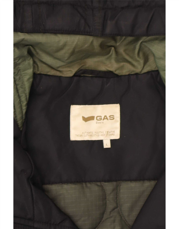 Gas Mens Hooded Padded Jacket UK 40 Large Black Polyamide