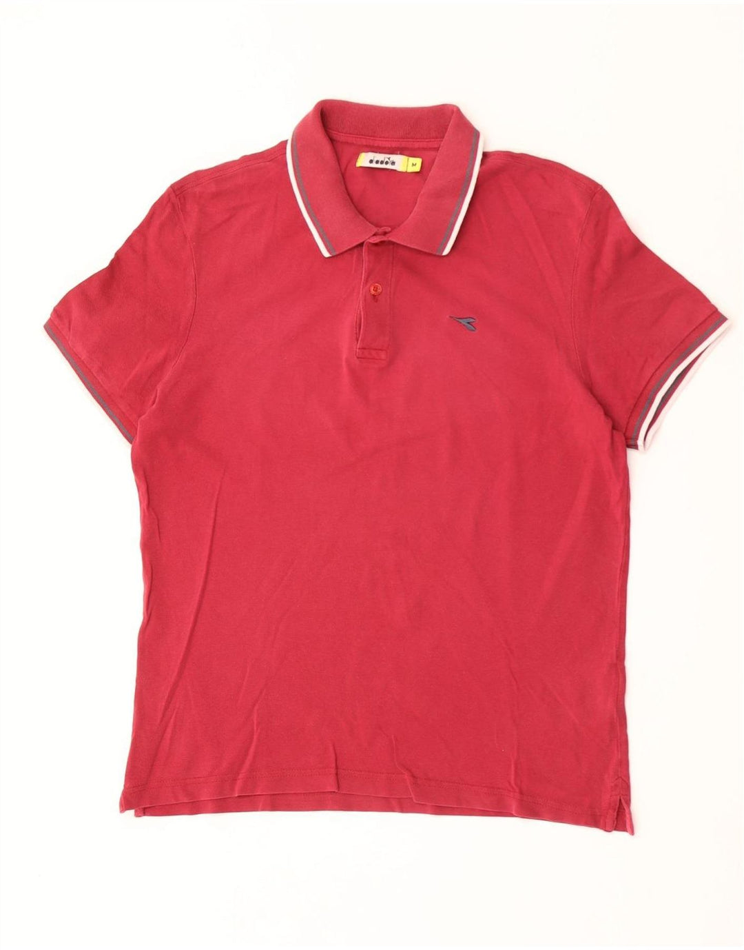 DIADORA Mens Polo Shirt Medium Maroon Striped Cotton