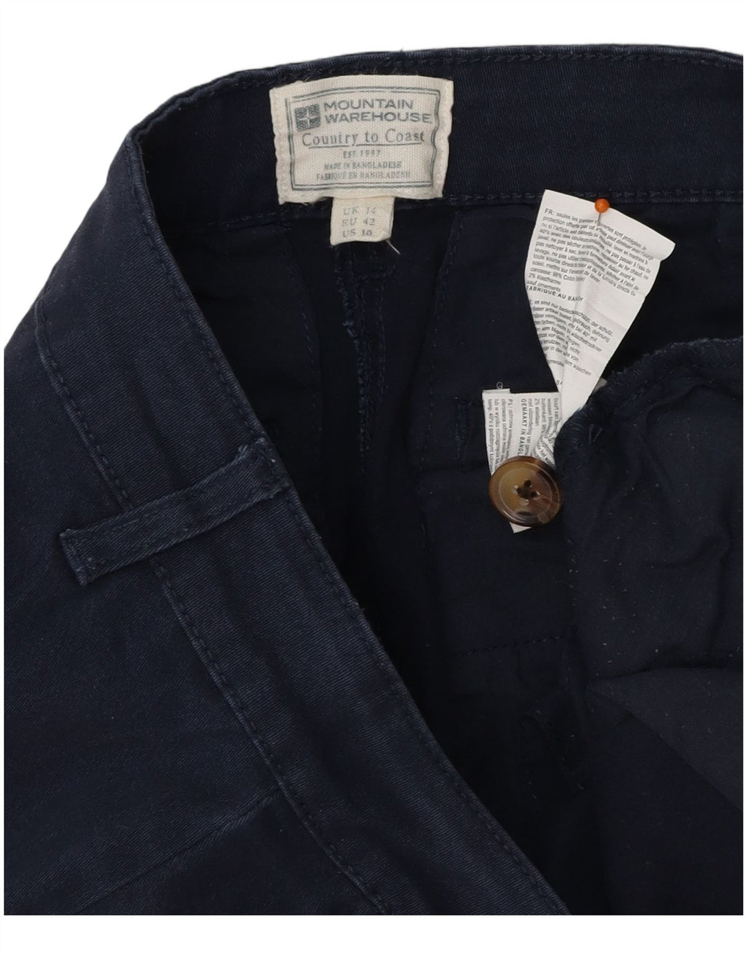 MOUNTAIN WAREHOUSE Womens Chino Shorts UK 14 Large W32 Navy Blue Cotton