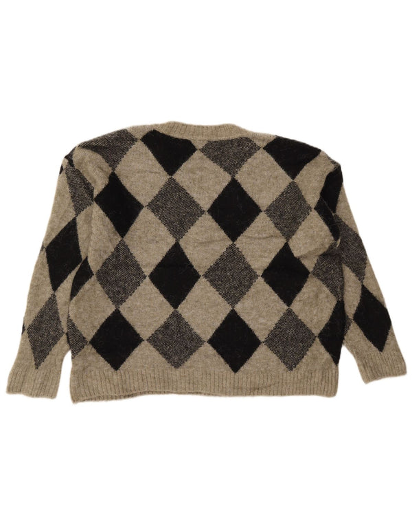 Marks & Spencer Womens Crop V-Neck Jumper Sweater UK 14 Medium Khaki