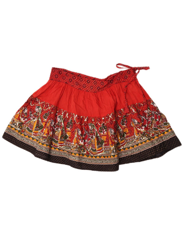 O.P.C Womens Fairy Tale Abstract Pattern Mini Skirt Large W31 Red Cotton