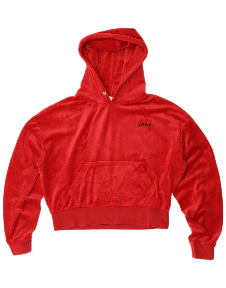 Vans Womens Velour Oversized Hoodie Jumper UK 10 Small Red Polyester