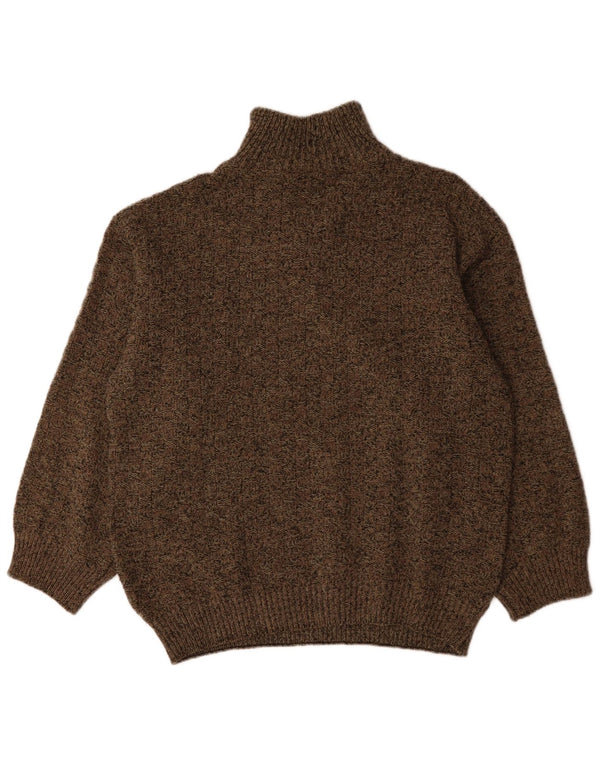 JACKY PEER Mens Zip Neck Jumper Sweater IT 50 Medium Brown Flecked