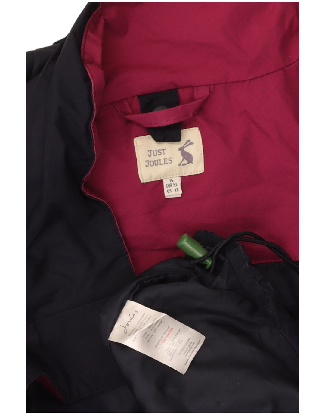 JOULES Womens Hooded Windbreaker Jacket UK 16 Large Navy Blue Polyester