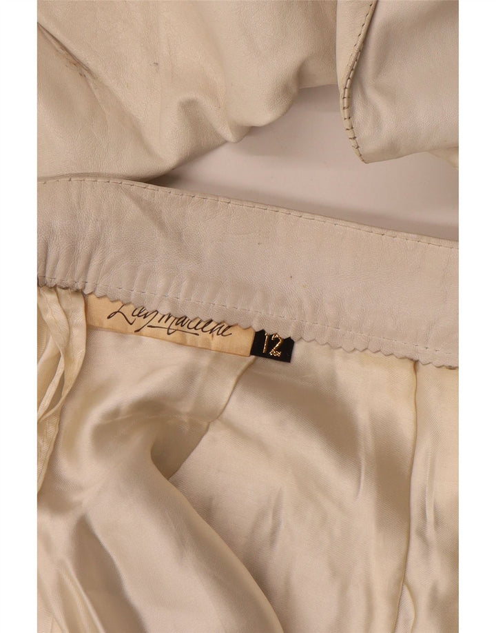 Vintage Womens Leather 2 Piece Skirt Set UK 12 Medium W26  Off White
